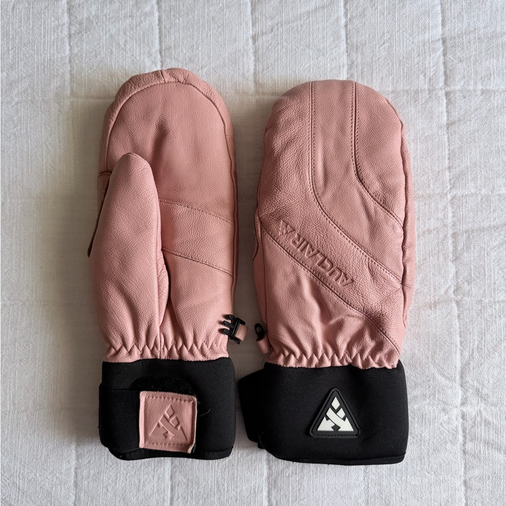 Women's Auclair Pink Leather Mittens